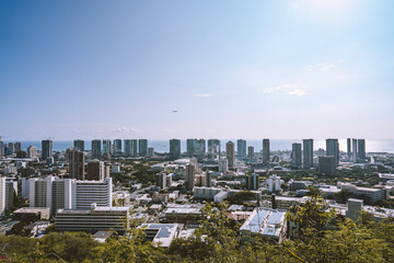 Honolulu city view at Punchbowl Scenic Lookout Oahu Hawaii