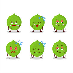 Cartoon character of alibertia fruit with sleepy expression