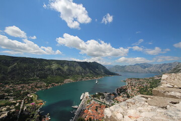 Obraz premium View over the old town of Kotor and the Bay of Kotor, Montenegro.