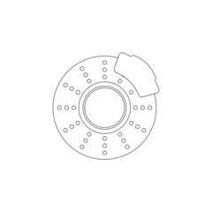outline disc brake isolated icon on white background, auto service, repair, car detail - 413974969