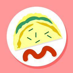omelette with vegetable fill wrapped flat design