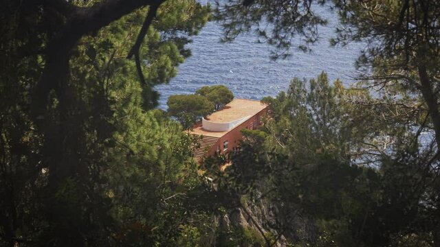 Villa Malaparte through the trees, Capri, Italy.