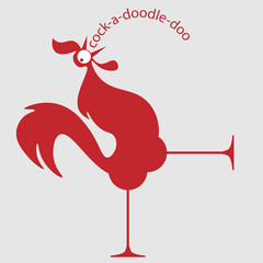 logo doodle red rooster screams his head thrown back. chicken products