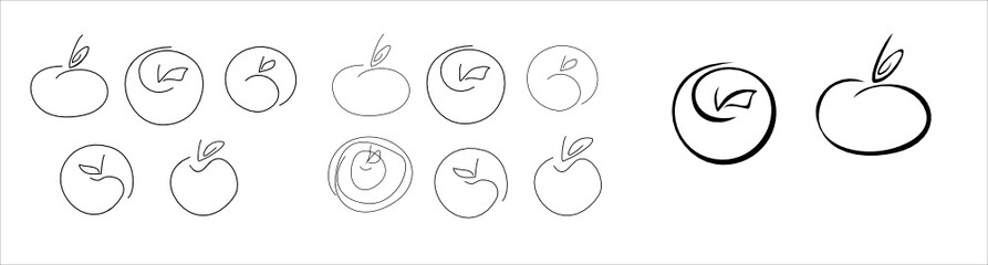 
fruits, apple, peach, apricot, plum, vegetables, tomatoes, apple, garden, nature, farmer, subsistence farming, bio, eco, one line, illustration, art, logo, symbol, tattoo, village, organic products,
