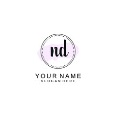 ND Initial handwriting logo template vector