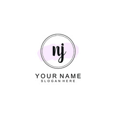 NJ Initial handwriting logo template vector