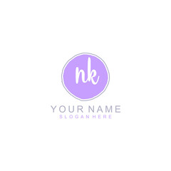 NK Initial handwriting logo template vector