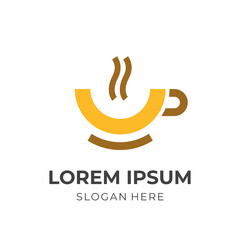 simple coffee logo vector flat brown and yellow color style