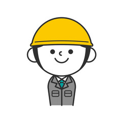 ヘルメットを被った作業服の男性