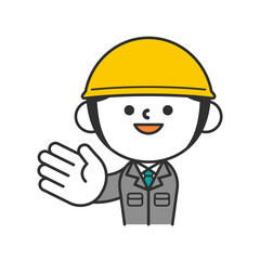 ヘルメットを被った作業服の男性