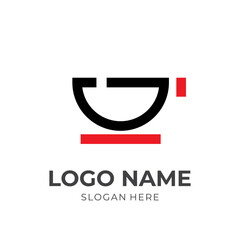 modern coffee logo concept flat black and red color style