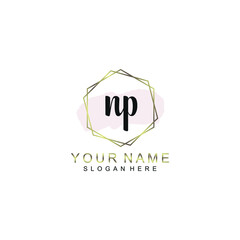 NP Initial handwriting logo template vector