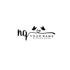 NQ Initial handwriting logo template vector