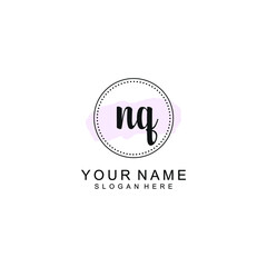 NQ Initial handwriting logo template vector