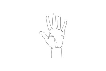 Fototapeta na wymiar Wrist. Palm gesture. Different position of the fingers. Sign and symbol of gestures. One continuous drawing line logo single hand drawn art doodle isolated minimal illustration.