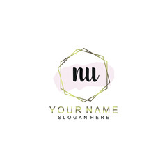 NU Initial handwriting logo template vector