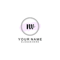 NV Initial handwriting logo template vector