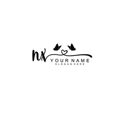 NX Initial handwriting logo template vector