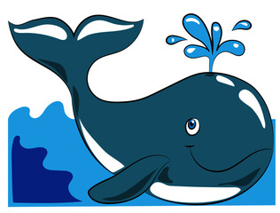 Naklejka premium lovely cute whale in the sea
