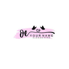 OE Initial handwriting logo template vector