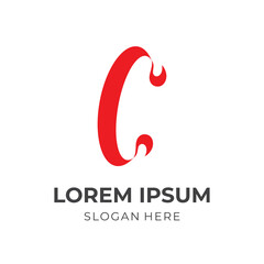 Obraz premium abstract letter C logo template flat red color style