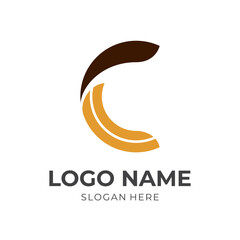 Fototapeta premium letter C logo design concept flat yellow and brown color style