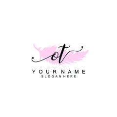 OT Initial handwriting logo template vector