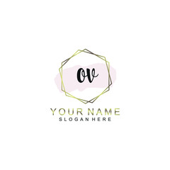 OV Initial handwriting logo template vector