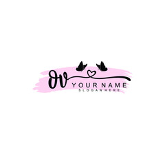 OV Initial handwriting logo template vector