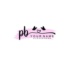 PB Initial handwriting logo template vector