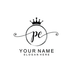 PE Initial handwriting logo template vector