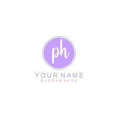 PH Initial handwriting logo template vector