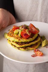 squash pancakes with tomato salsa

