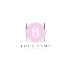 PJ Initial handwriting logo template vector
