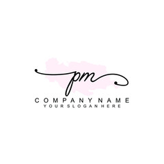 PM Initial handwriting logo template vector