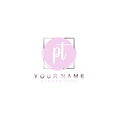 PT Initial handwriting logo template vector