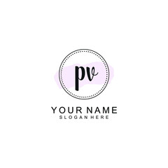 PV Initial handwriting logo template vector
