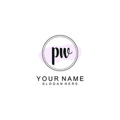 PW Initial handwriting logo template vector