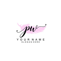 PW Initial handwriting logo template vector