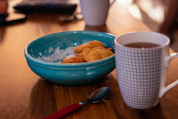 fried cake typical and traditional Argentine food of masa flour and sugar
