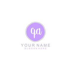 QA Initial handwriting logo template vector