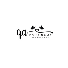 QA Initial handwriting logo template vector