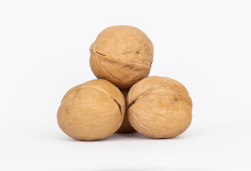 Walnuts isolated on white background