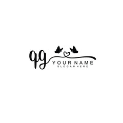 QG Initial handwriting logo template vector