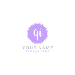 QI Initial handwriting logo template vector
