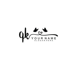 QK Initial handwriting logo template vector