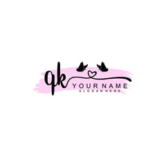 QK Initial handwriting logo template vector