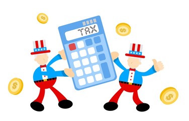 uncle sam america and calculator finance money tax cartoon doodle flat design style vector illustration