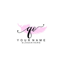 QO Initial handwriting logo template vector