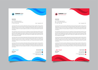 Creative business corporate letterhead design template with wavy shape